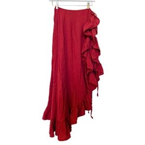 J. Crew Vibrant Red Maxi Skirt with Ruffles